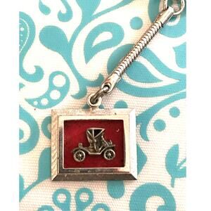 Vintage Keychain SWANK with Old Automobile Car in red silver Auto Collectible